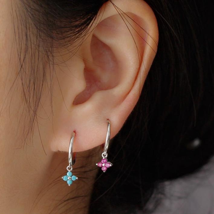 Small Flower Everyday Clip On Hoop Earrings
