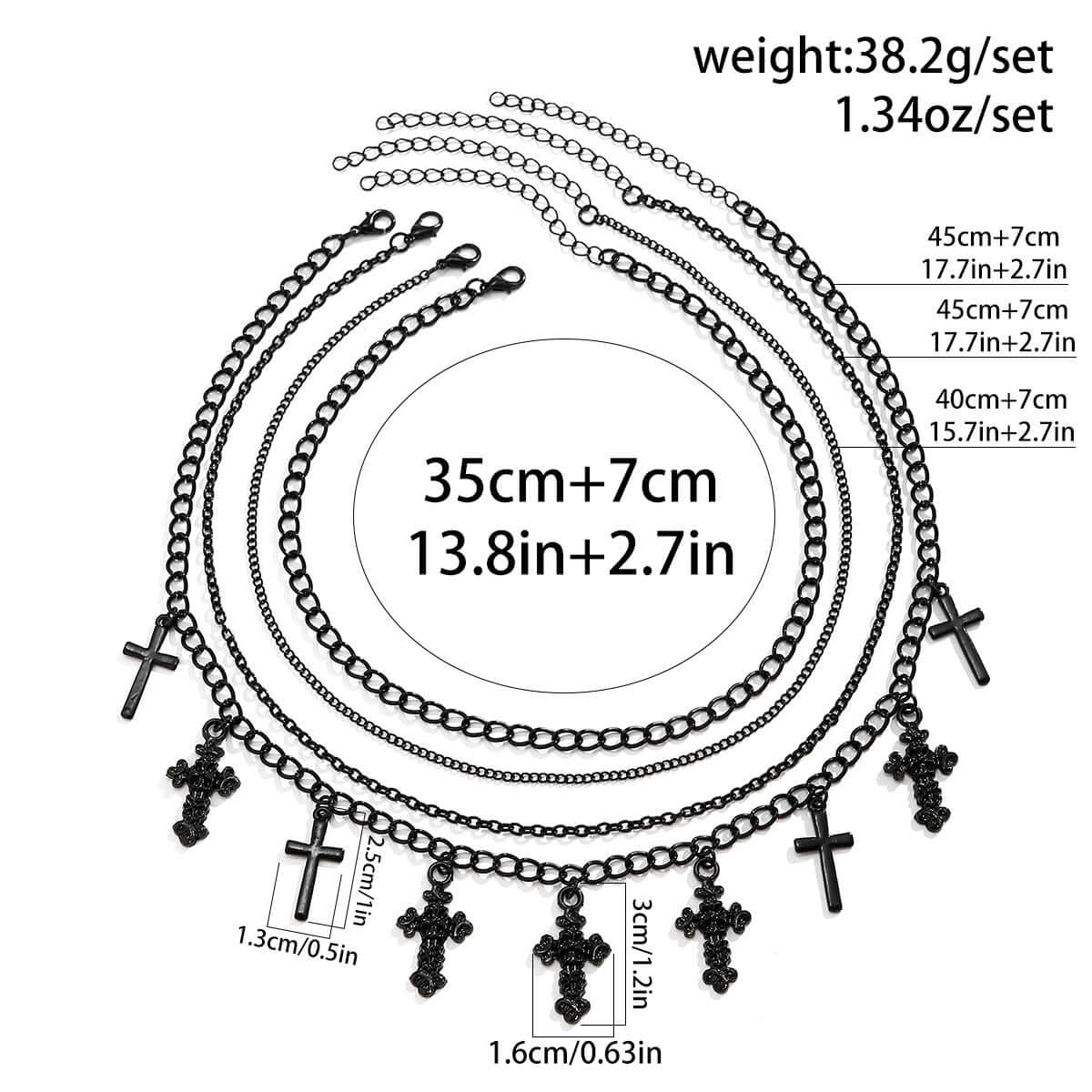 Cool Dark Cross Layering Grunge Necklace Statement