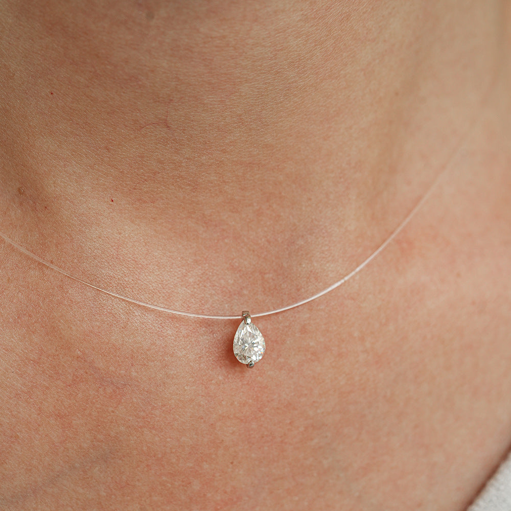 Moissanite Invisible Clear Necklace Minimal