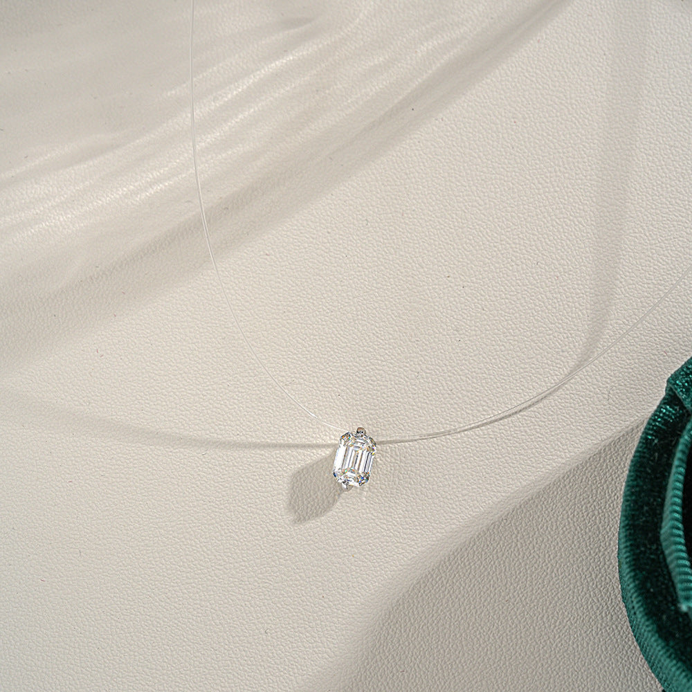 Moissanite Invisible Clear Necklace Minimal