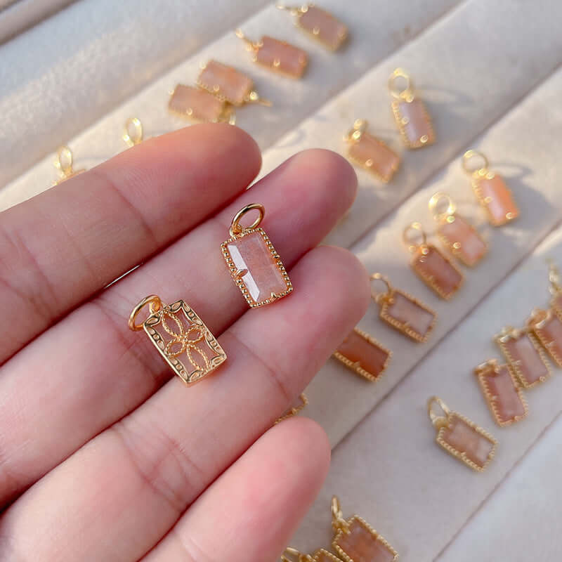 Vintage Orange Moonstone Pendant Necklace