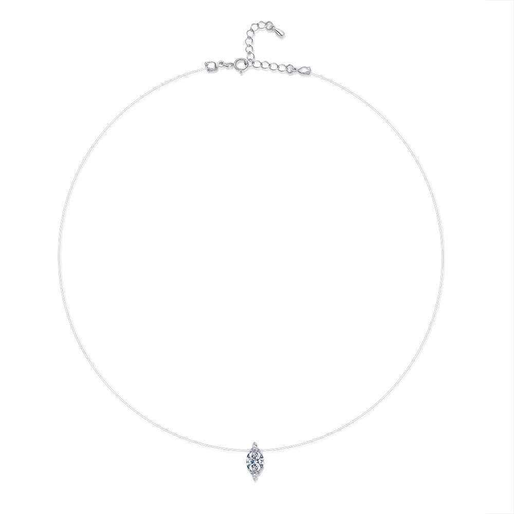 Moissanite Invisible Clear Necklace Minimal