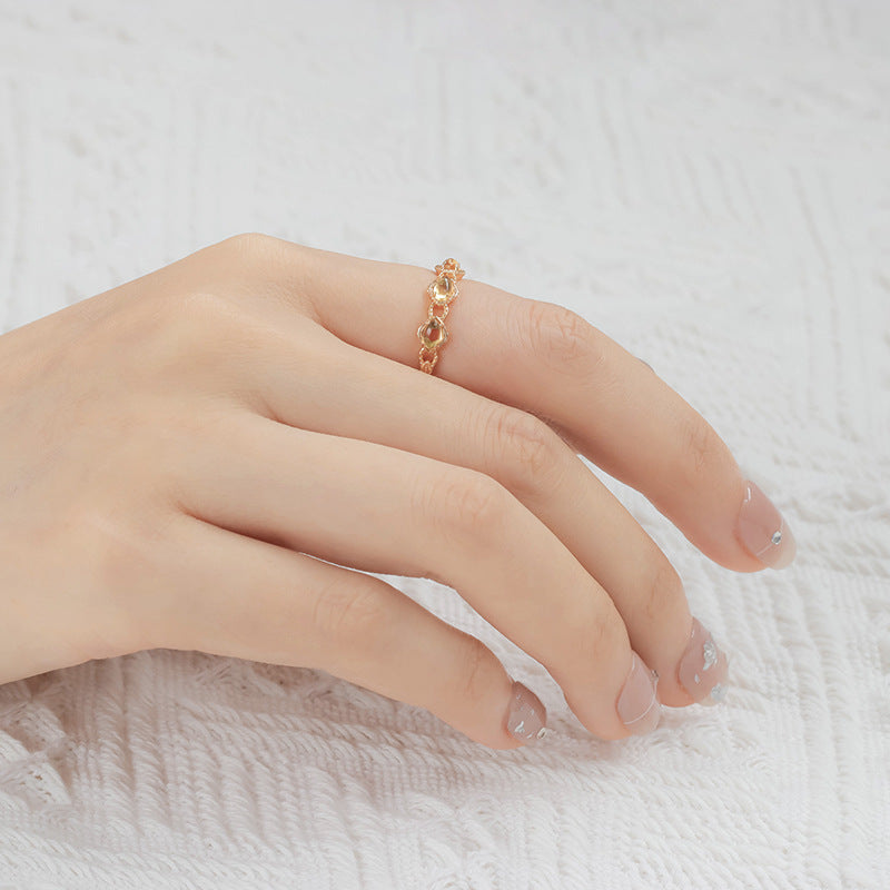 Gold Citrine Yellow Stone November Ring