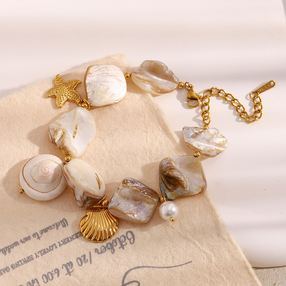 Seashell Conch Holiday Pearl Bracelet