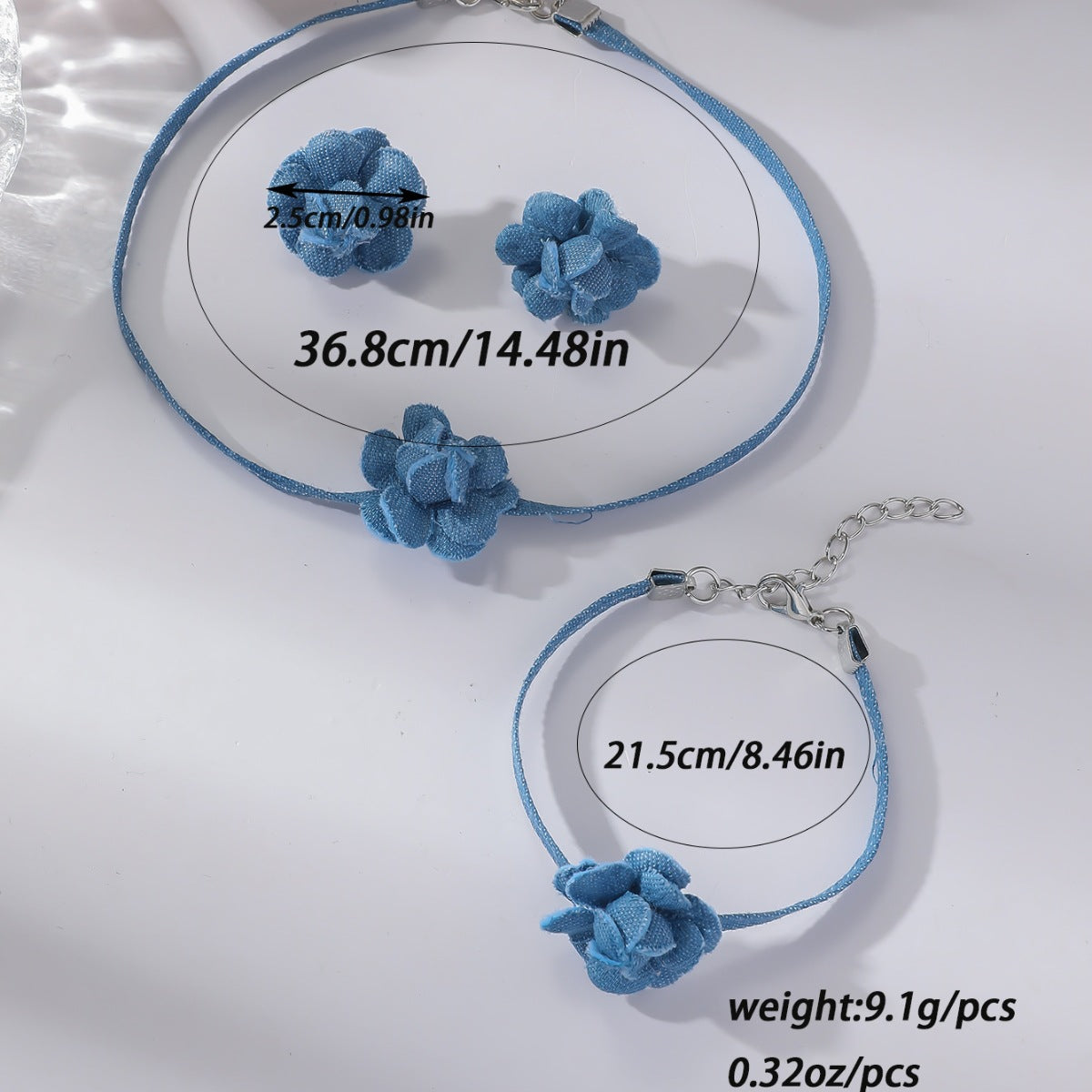 Chunky Denim Hoop Earring Y2K Choker Set