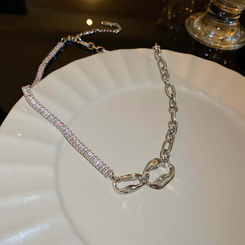 Asymmetric Geometric Box Chain Choker Necklace