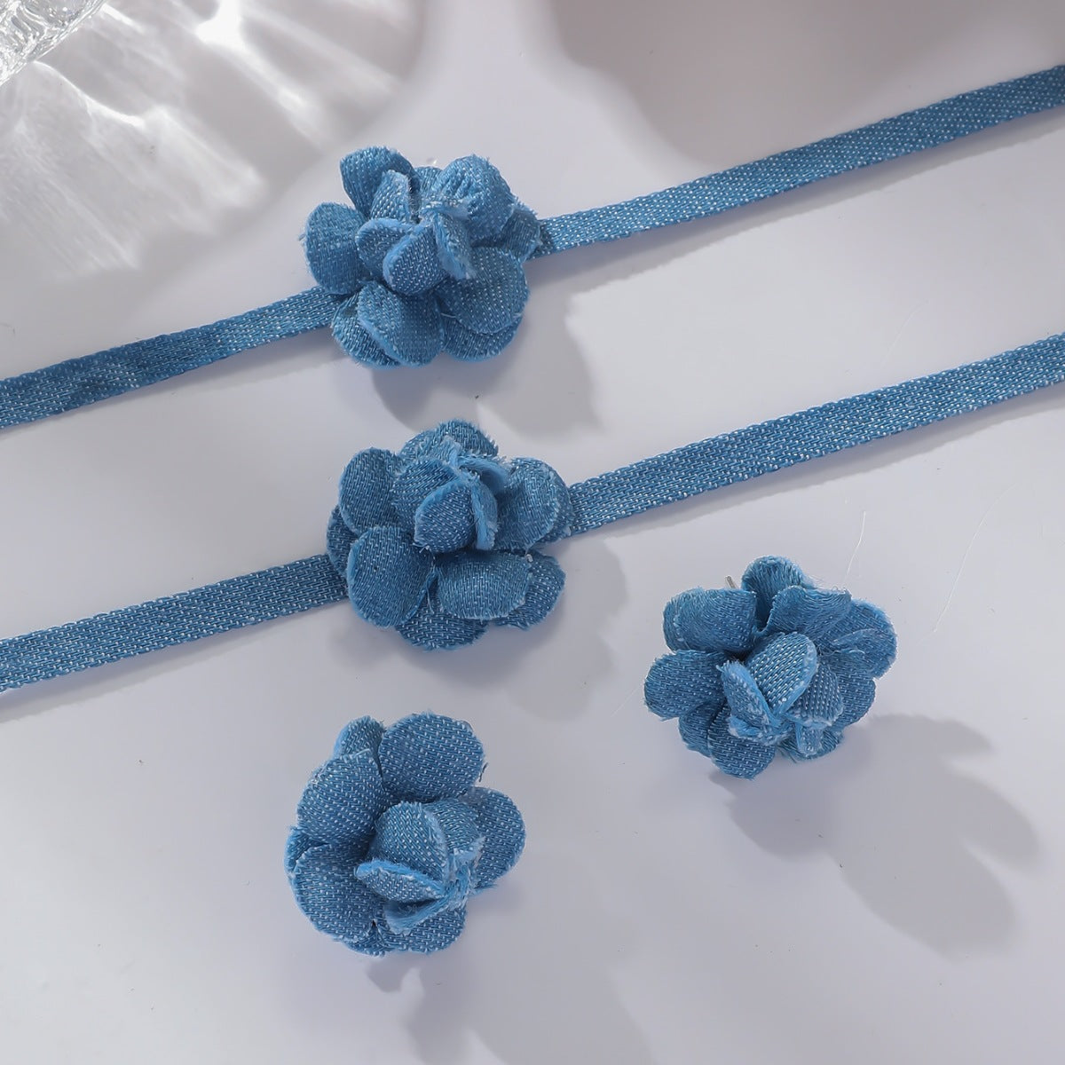 Chunky Denim Hoop Earring Y2K Choker Set