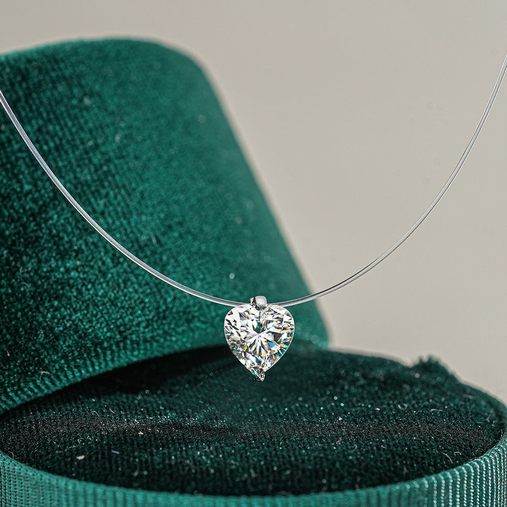 Moissanite Invisible Clear Necklace Minimal