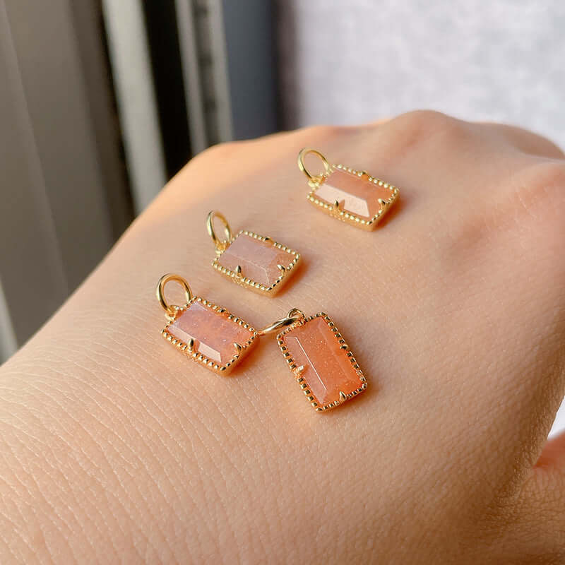 Vintage Orange Moonstone Pendant Necklace
