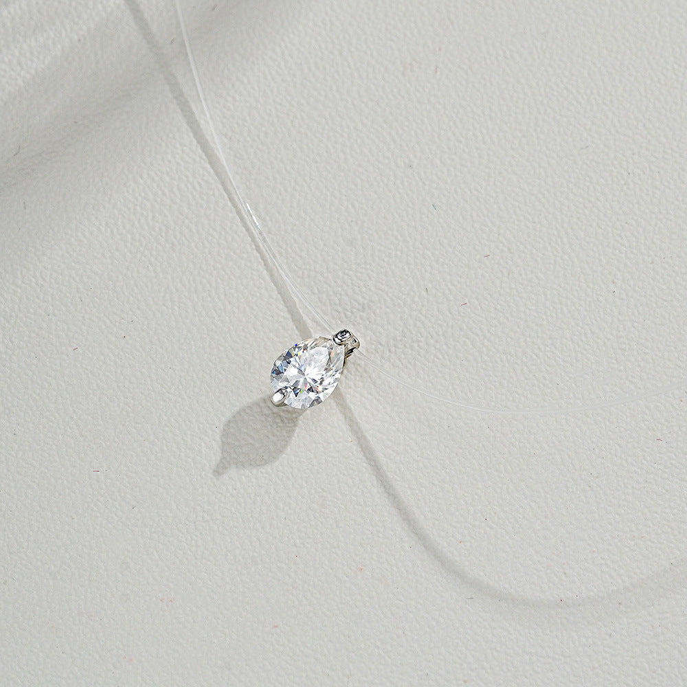 Moissanite Invisible Clear Necklace Minimal