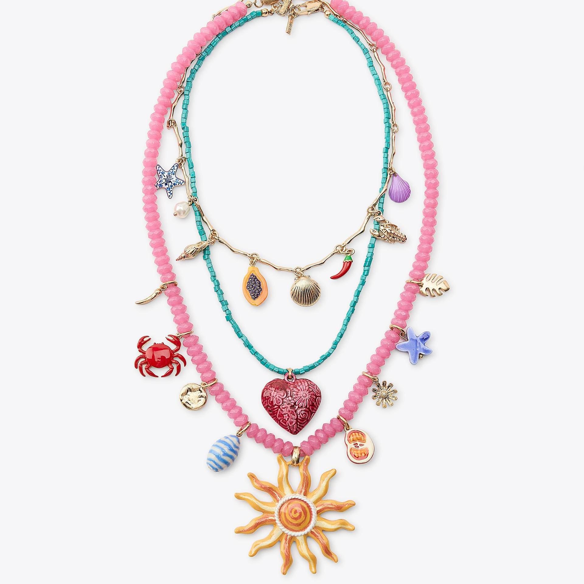 Smiley Sun Seed Bead Layering Summer Necklace