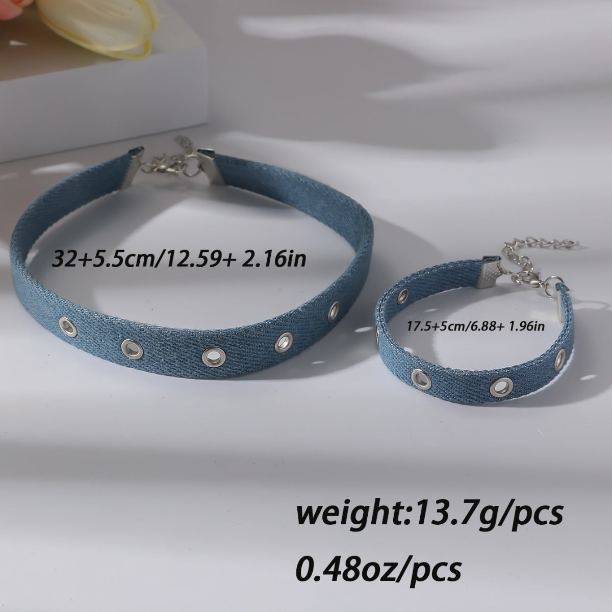 Chunky Denim Hoop Earring Y2K Choker Set
