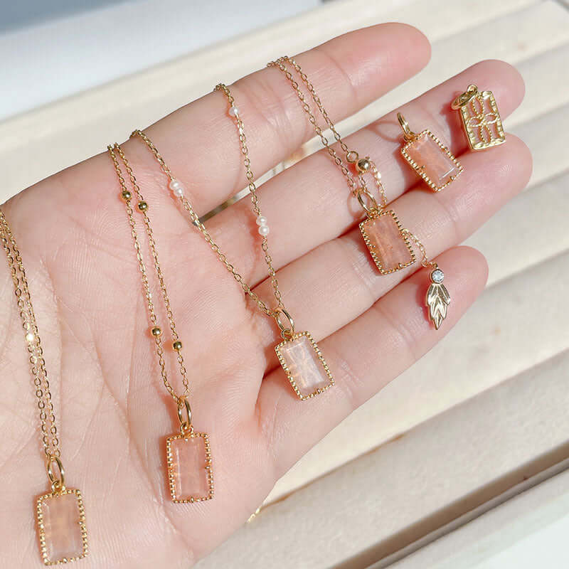 Vintage Orange Moonstone Pendant Necklace