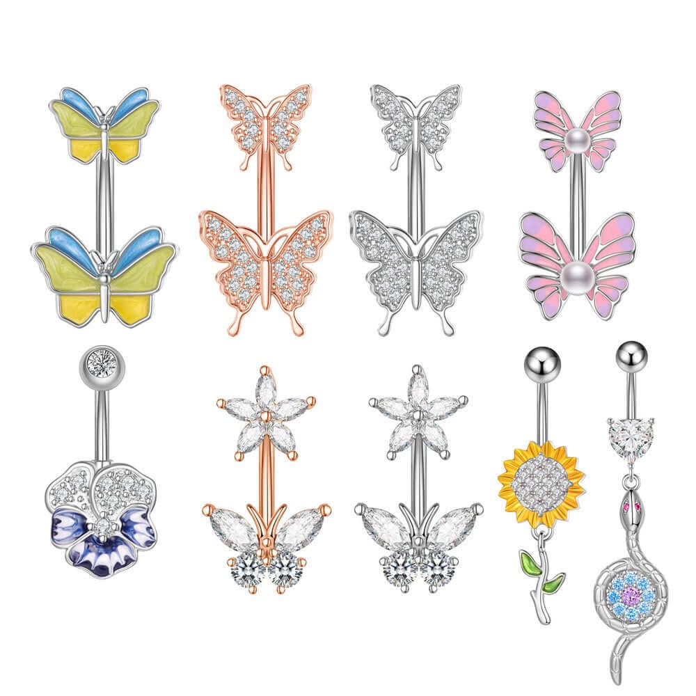 belly ring, belly piercing, belly button piercing, belly button rings, colorful belly rings, butterfly belly ring
