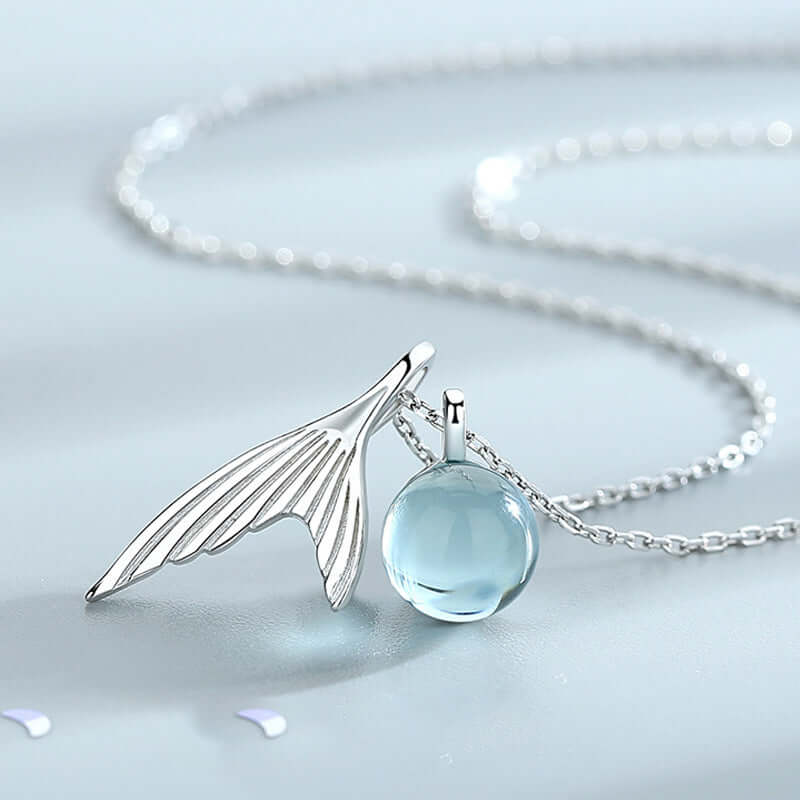 WhiteGold Mermaid Tail Pendant Necklace