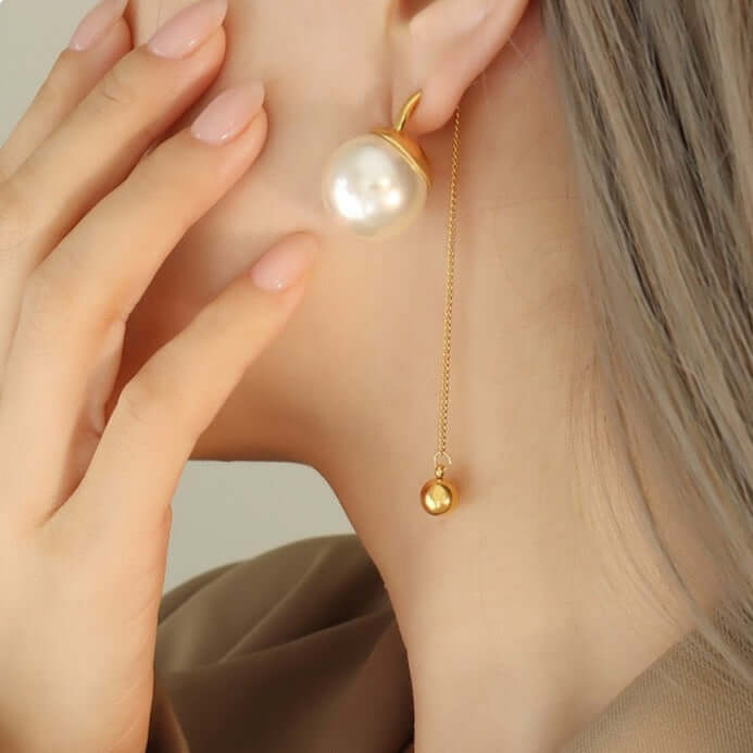 White Pearl Dangle Earrings