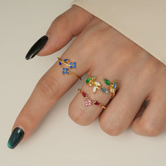 Mori Flower Open Leaf Ring