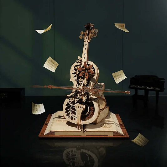 Magic Cello Mechanical Music Box, Creative 3D Wooden Puzzle