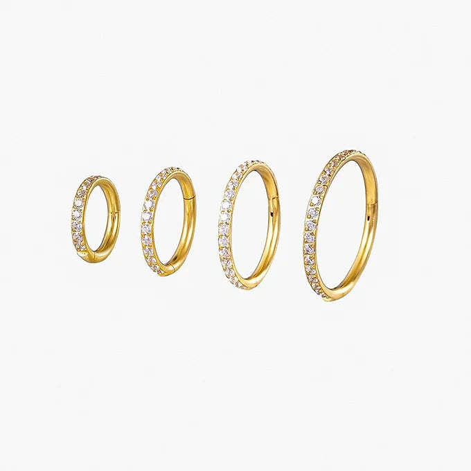 16G Titanium CZ Edge Seamless Hoop Ring