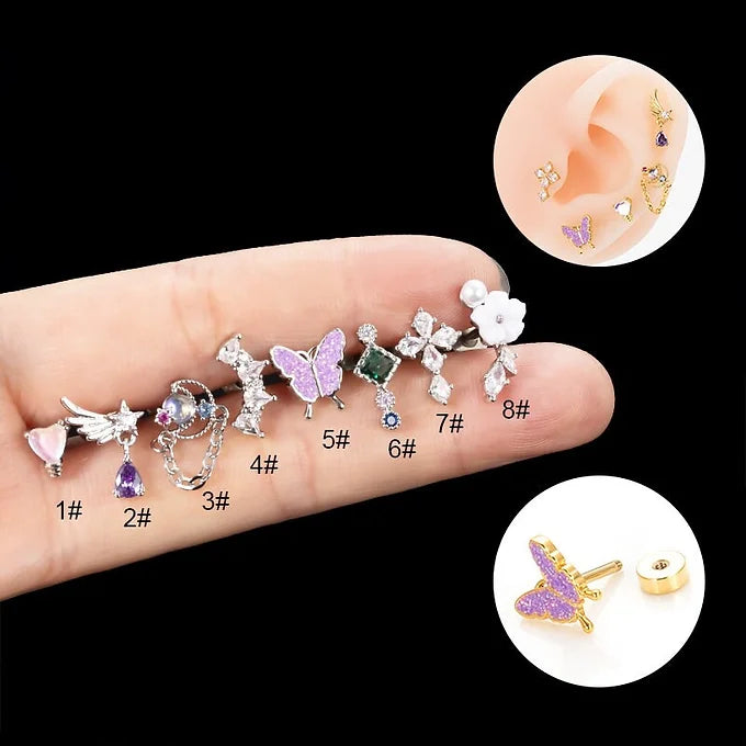 20G Gold Angel Wings Threadless Labret Piercing