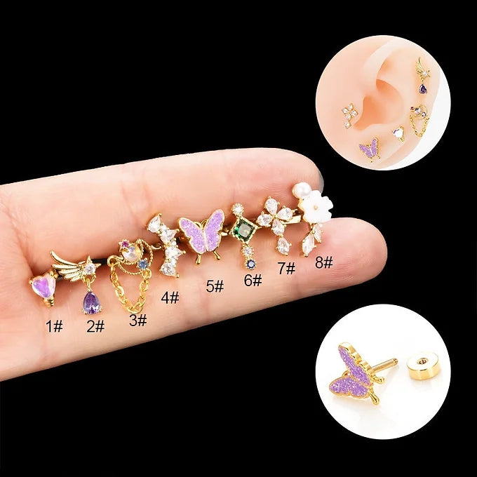 20G Gold Angel Wings Threadless Labret Piercing