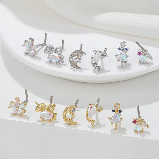 Hypoallergenic Unicorn L Bend Nostril Ring silver