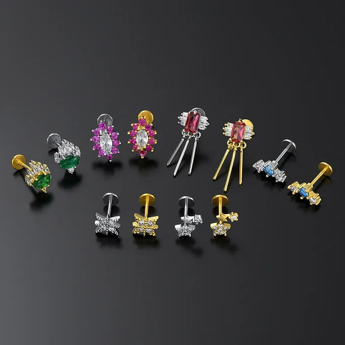 cartilage earrings, piercing jewelry, cartilage piercing, body jewelry, helix piercing, helix earrings, tragus piercing