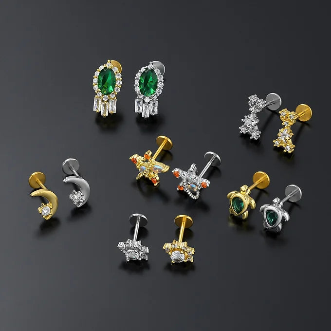 cartilage earrings, piercing jewelry, cartilage piercing, body jewelry, helix piercing, helix earrings, tragus piercing
