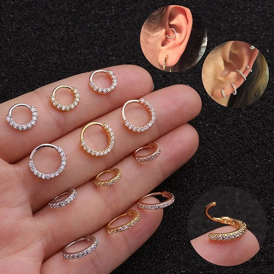 20G CZ Pave Hoop Piercing Septum Ring