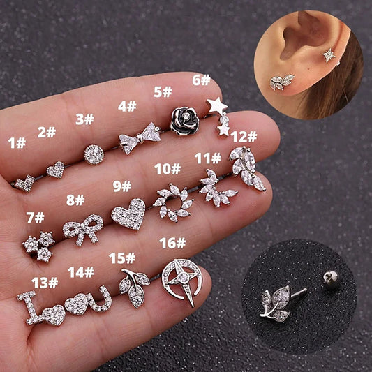 16G Heart Stud Love Conch Upper Piercing Studs