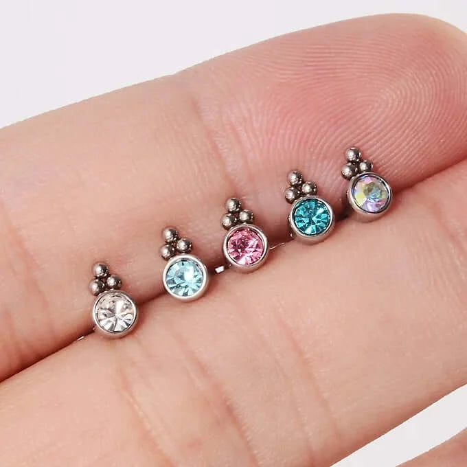 16G Titanium Flat Back Push Pin Tragus Helix Stud