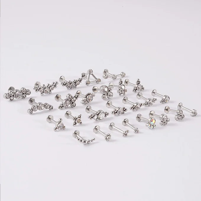 16G Titanium Flat Back Push Pin Tragus Helix Stud