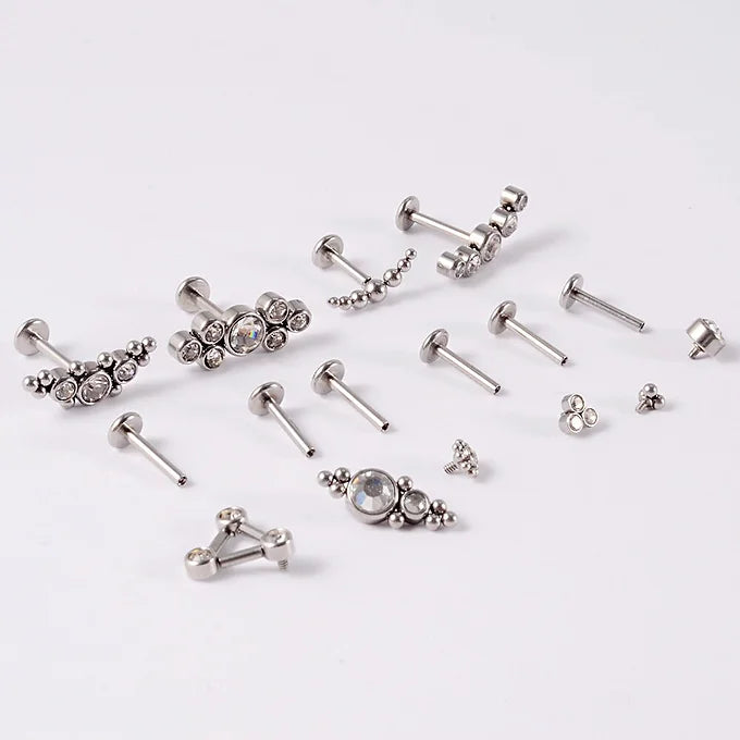 16G Titanium Flat Back Push Pin Tragus Helix Stud