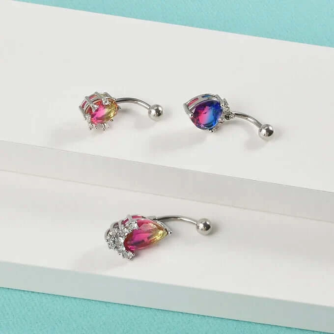14G Gradient Heart Belly Button Piercings