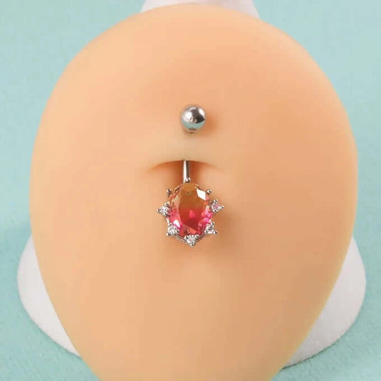 14G Gradient Heart Belly Button Piercings