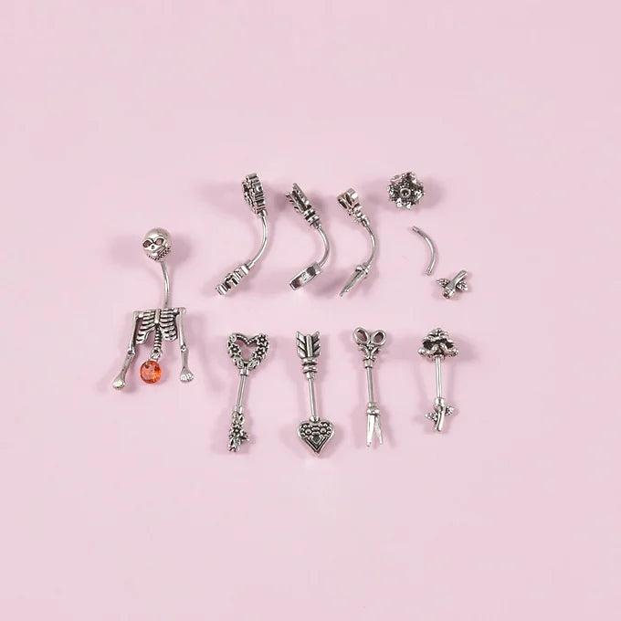 Skeleton Belly Button Ring Rook Piercing