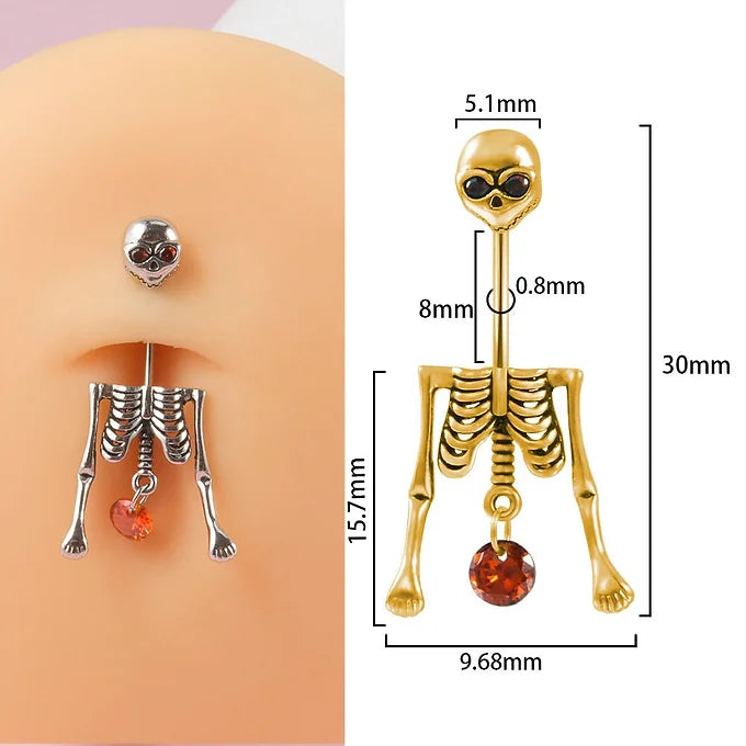 Skeleton Belly Button Ring Rook Piercing