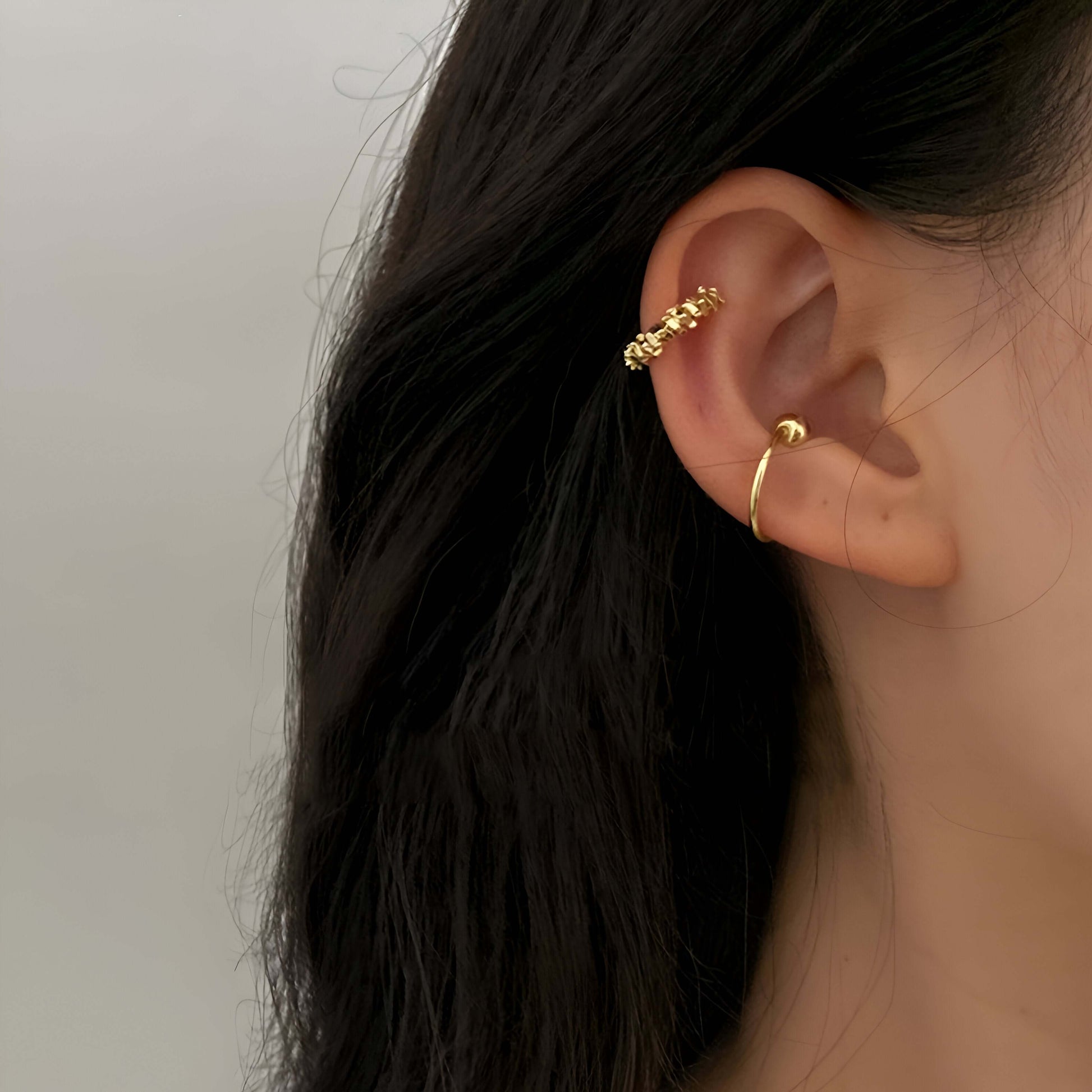 Simple Irregular Cube Beads Ear Cuff Set