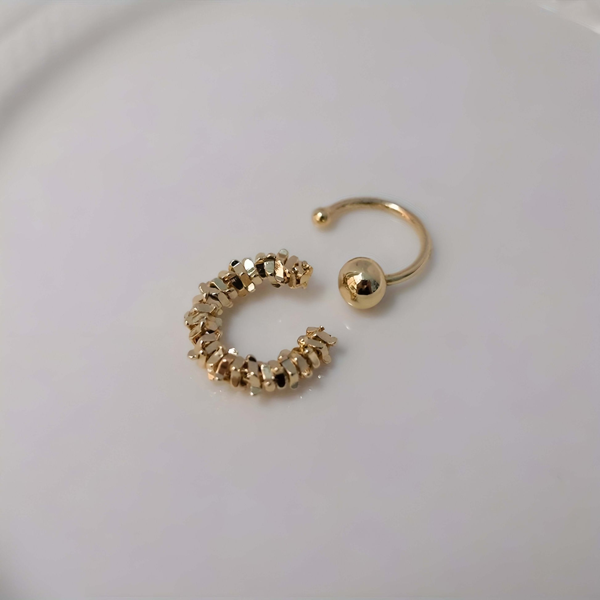 Simple Irregular Cube Beads Ear Cuff Set