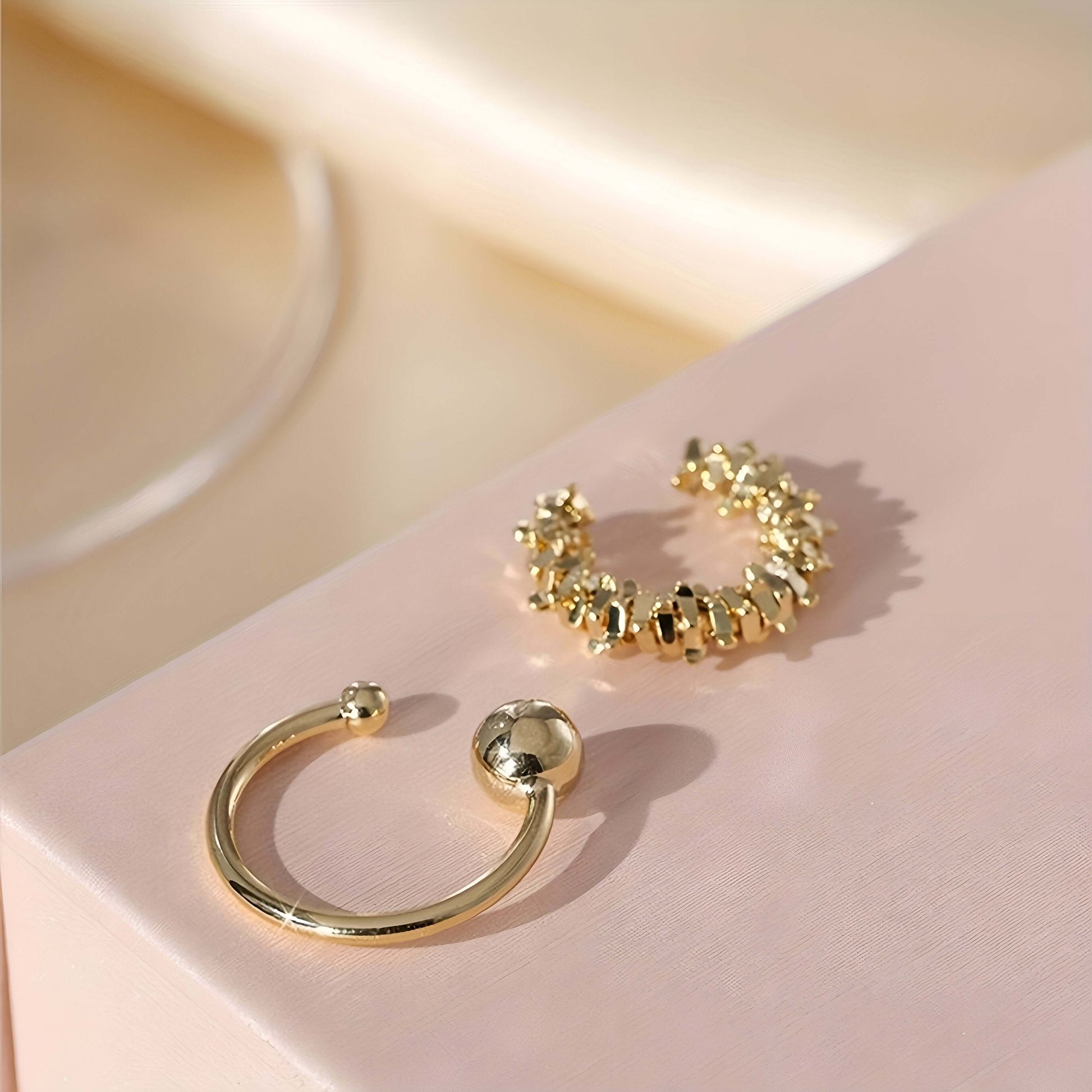 Simple Irregular Cube Beads Ear Cuff Set