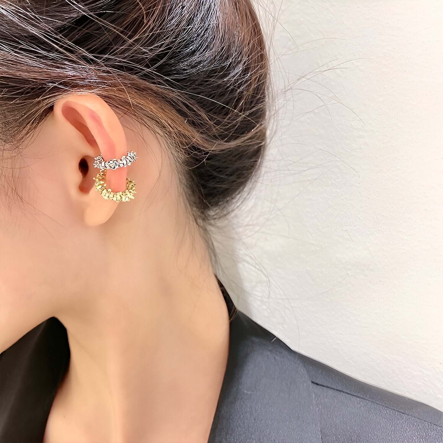 Simple Irregular Cube Beads Ear Cuff Set