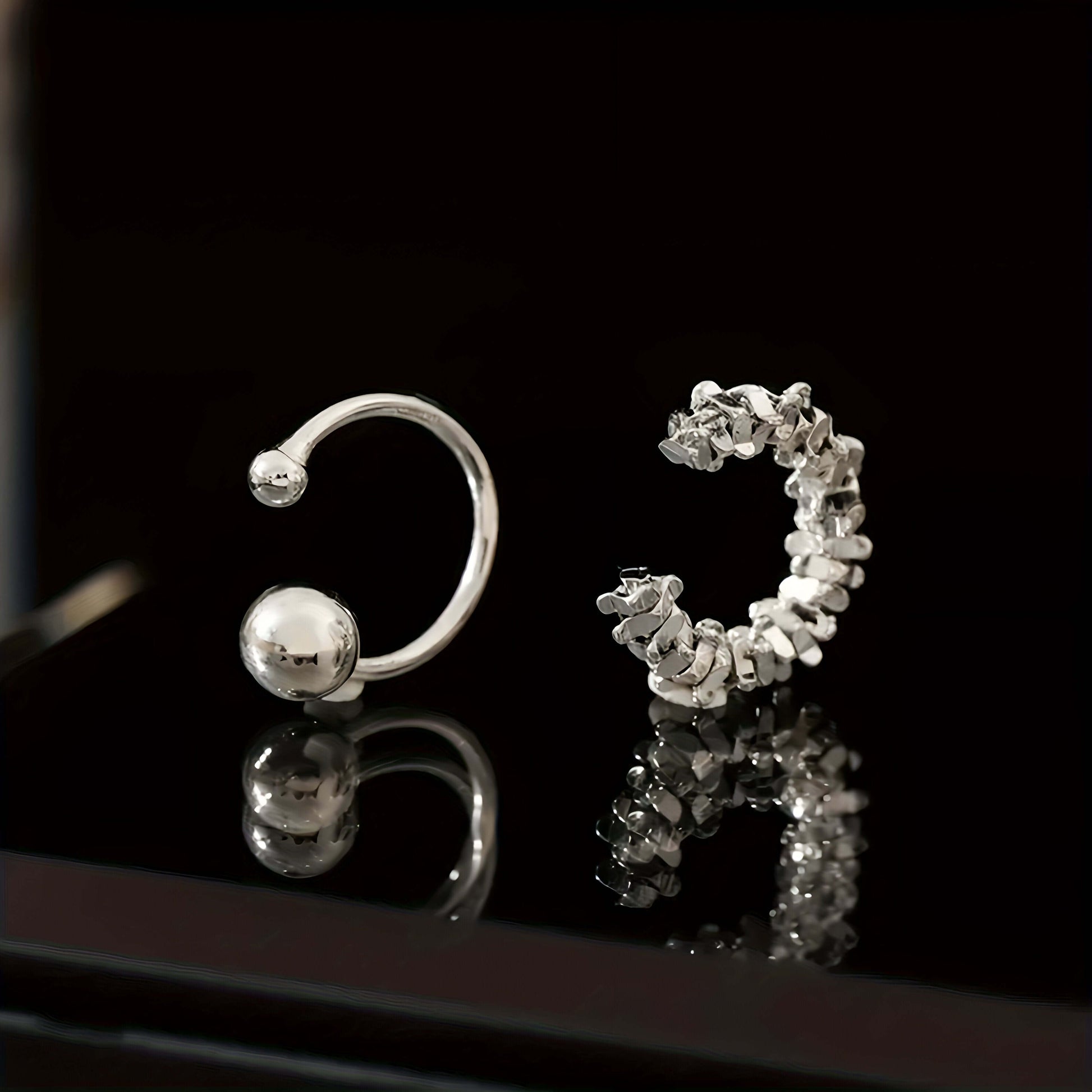 Simple Irregular Cube Beads Ear Cuff Set