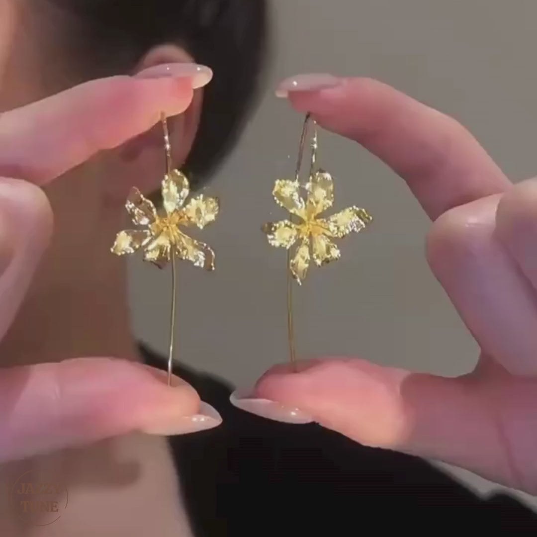 Petite Iris Flower Huge Earrings Hook