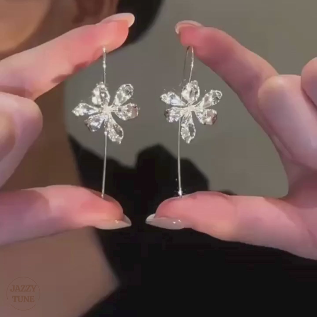 Petite Iris Flower Huge Earrings Hook