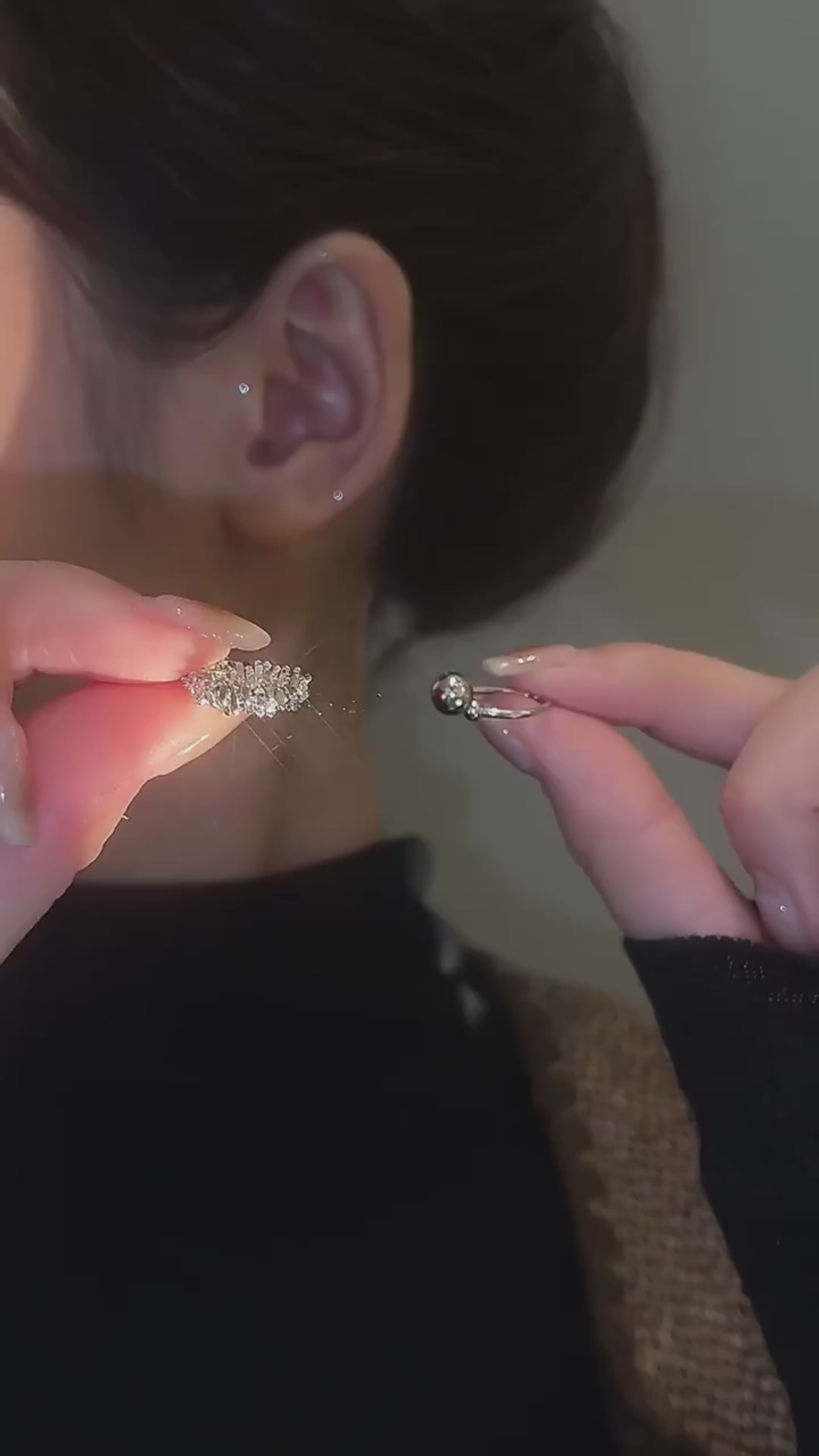 Simple Irregular Cube Beads Ear Cuff Set