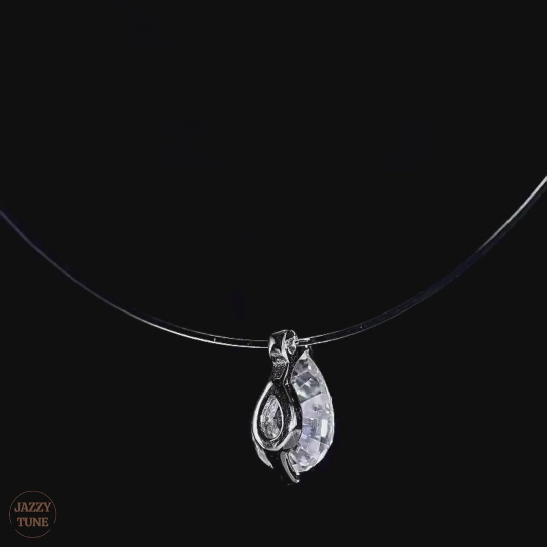 Moissanite Invisible Clear Necklace Minimal