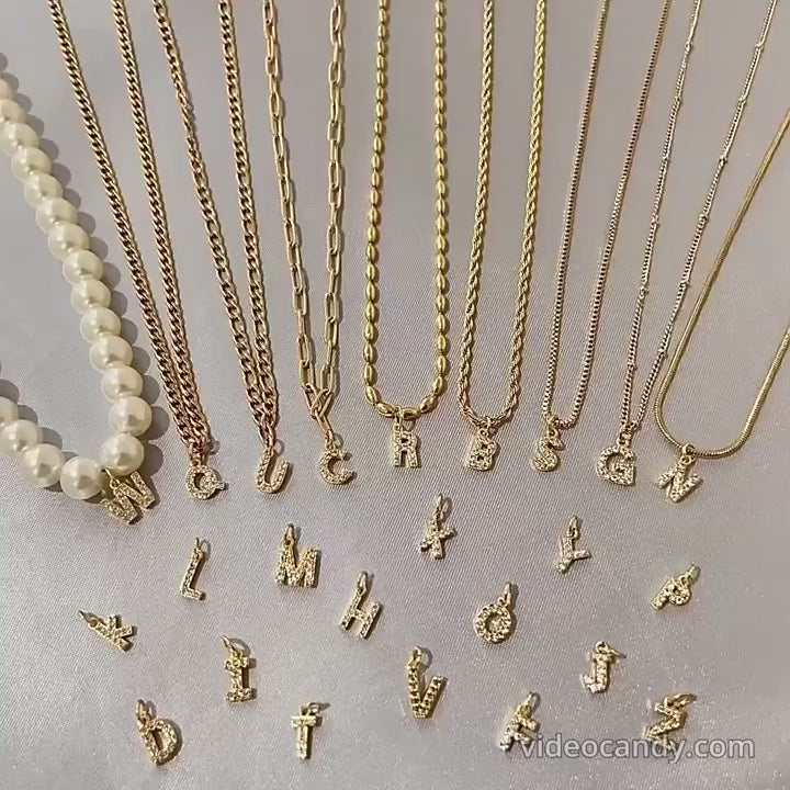 Gold Alphabet Charm Pendant Necklace