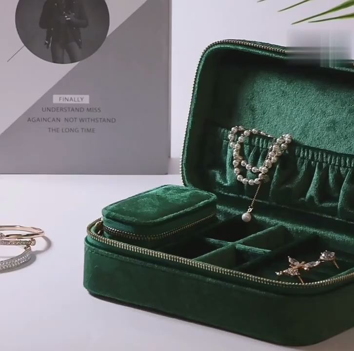 Portable Velvet Jewelry Organizer Box