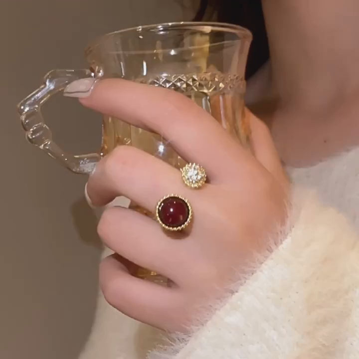 Art Deco Open Cuff 2 Stone Rings | HR870