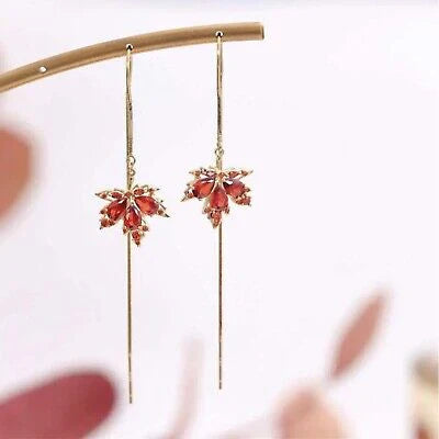 Maple Leaf Threader Earrings